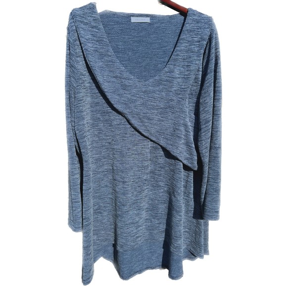 Cellabie Blue Ribbed Hi-Low tunic, 2X/3X - Picture 3 of 6